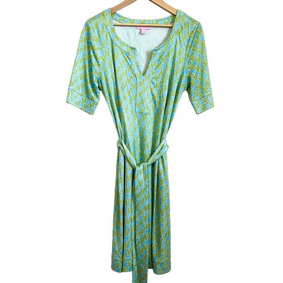 Lilly Pulitzer Colleen Silk Resort Dress Size 10 Green Jersey Knit Nautical Boat - Picture 1 of 5